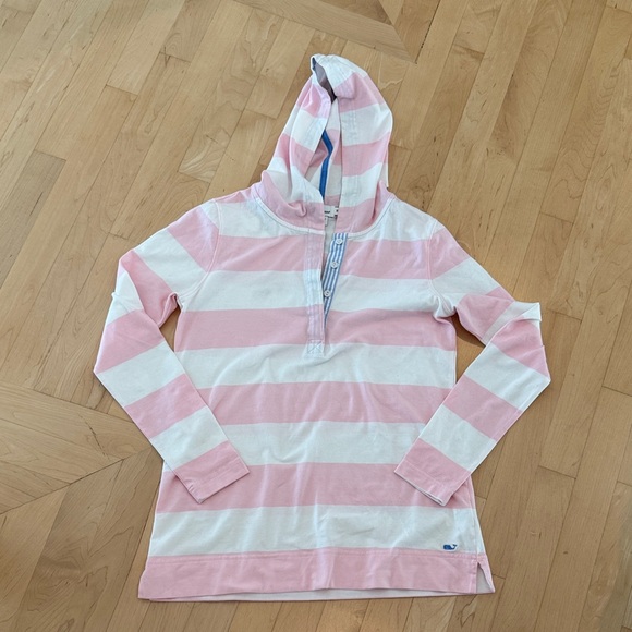 Vineyard Vines Pink and White Striped Hoodie - Picture 1 of 4